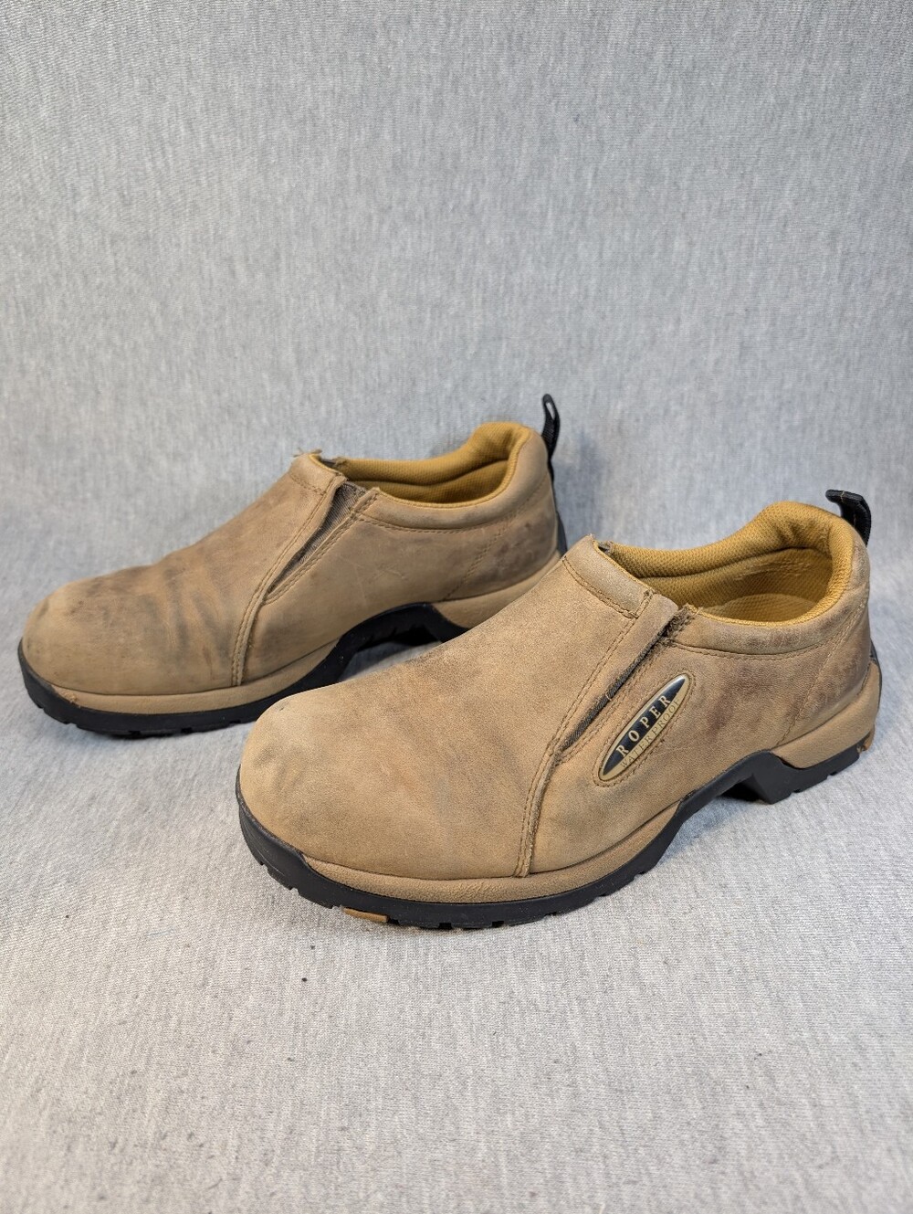 Roper Waterproof Slip On Shoes Men's 8.5 Brown Leather Western